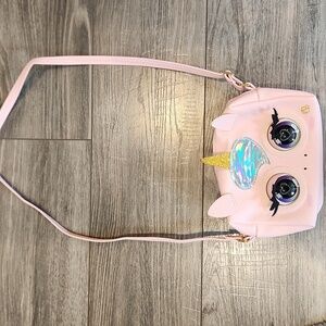 EUC Pink Unicorn Kids Shoulder Bag w/battery Operated Blinking Eyes